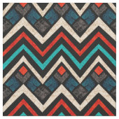 Black Red Blauwgroen Beige Aztec Pattern Stof (Close Up)