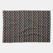 Black Red Blauwgroen Beige Aztec Pattern Theedoek (Horizontaal)