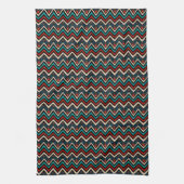Black Red Blauwgroen Beige Aztec Pattern Theedoek (Verticaal)