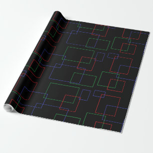 Black Red Blue Green Squares Rechthoeken Abstract Cadeaupapier
