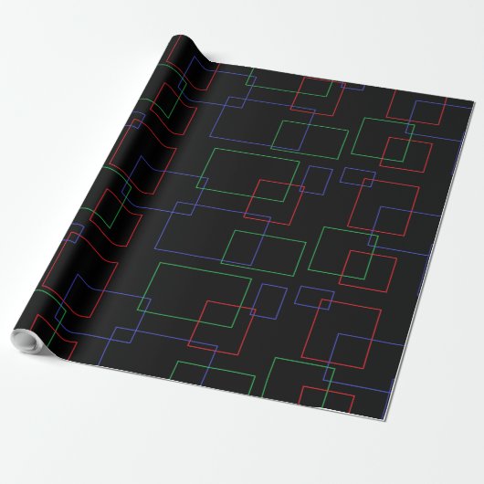 Black Red Blue Green Squares Rechthoeken Abstract Cadeaupapier (Uitgerold)