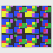 Black Red Blue Green Squares Rechthoeken Abstract Cadeaupapier (Vlak)
