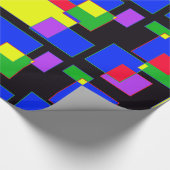 Black Red Blue Green Squares Rechthoeken Abstract Cadeaupapier (Hoek)