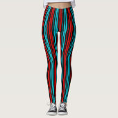 Black Red Blue Stripes Pattern   Leggings (Voorkant)