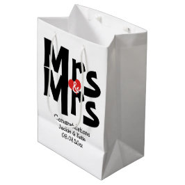 Black Red Bold Modern gepersonaliseerde Mrs. en Mr Medium Cadeauzakje