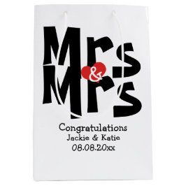 Black Red Bold Modern gepersonaliseerde Mrs. en Mr Medium Cadeauzakje