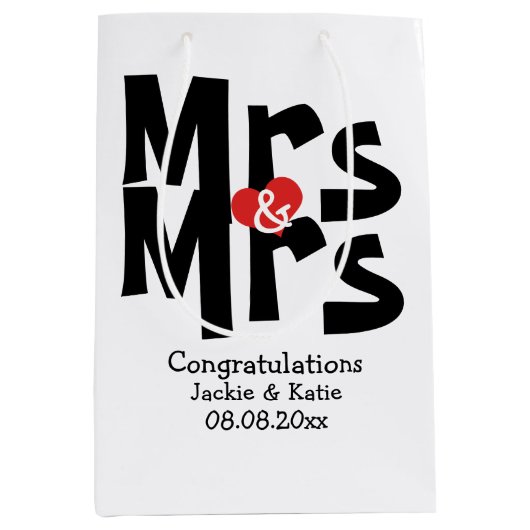 Black Red Bold Modern gepersonaliseerde Mrs. en Mr Medium Cadeauzakje (Voorkant)