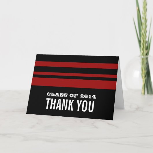 Black/Red Bold Stripes Afstudeerder Hartelijk dank Bedankkaart (Voorkant)