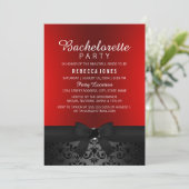  Black & Red Bow Bachelorette Party Uitnodigen Kaart (Staand voorkant)
