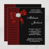 Black Red Bow Vrouwen 30ste Verjaardagsfeest Kaart (Voorkant / Achterkant)