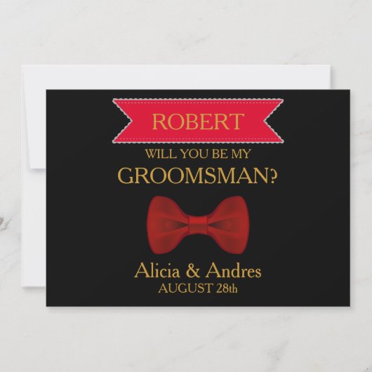 Black & Red Bow word je mijn Groomsman? Kaart (Voorkant)