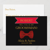 Black & Red Bow word je mijn Groomsman? Kaart (Voorkant / Achterkant)