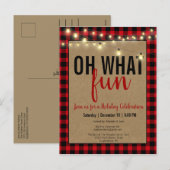 Black & Red Buffalo Check Fun Holiday Party Uitnod Feestdagenkaart (Voorkant / Achterkant)