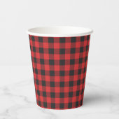 Black Red Buffalo Gingham Pset Rustic Papieren Bekers (Achterkant)