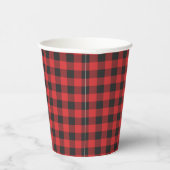 Black Red Buffalo Gingham Pset Rustic Papieren Bekers (Rechts)