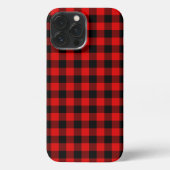 Black Red Buffalo Lumberjack Pset Check Patroon iPhone Hoesje (Achterkant)