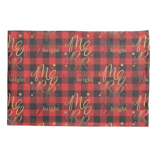 Black Red Buffalo Merry en Bright Pset Rustic Kussensloop (Achterkant-Links)