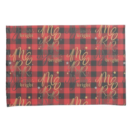 Black Red Buffalo Merry en Bright Pset Rustic Kussensloop (Voorkant-Rechts)