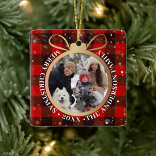 Black Red Buffalo met kerstmis 2 Keramisch Ornament
