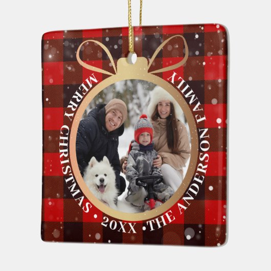 Black Red Buffalo met kerstmis 2 Keramisch Ornament (Links)