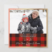 Black & Red Buffalo met kerstsierfoto Feestdagenkaart (Achterkant)