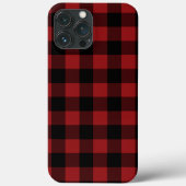 Black Red Buffalo Plaid Check Case-Mate iPhone Case (Achterkant)