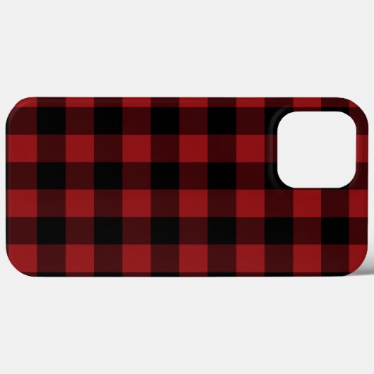 Black Red Buffalo Plaid Check Case-Mate iPhone Case (Achterkant (horizontaal))