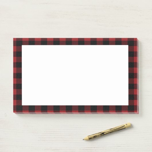 Black Red Buffalo Plaid Check Post-it® Notes (Op bureau)