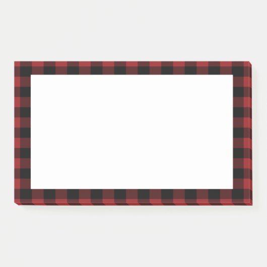 Black Red Buffalo Plaid Check Post-it® Notes (Voorkant)