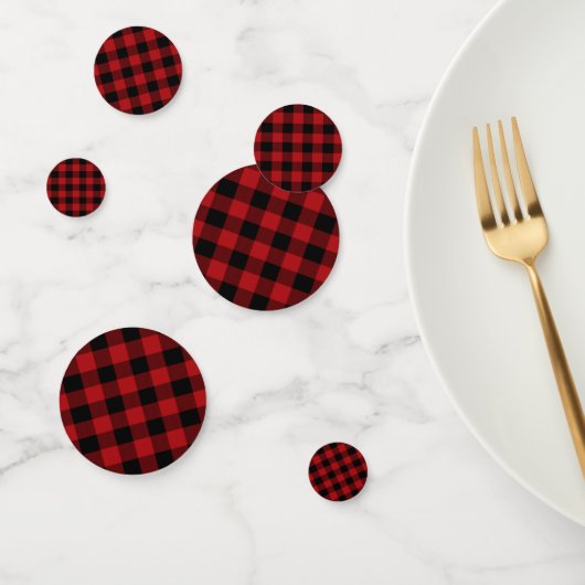 Black Red Buffalo Plaid Checkers Feesttafel Confetti (Groep)
