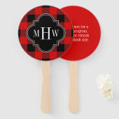 Black Red Buffalo Plaid DIY BG 3I Monogram Handwaaier (Voorkant en achterkant)