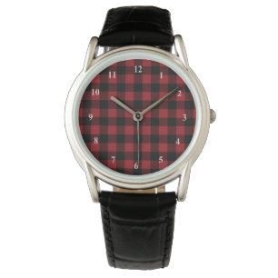 Black Red Buffalo Pset Check Cadeau Horloge