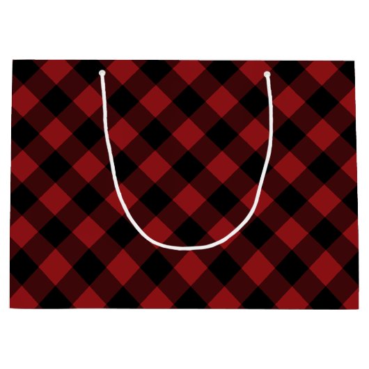 Black Red Buffalo Pset Check Gift Bag Groot Cadeauzakje (Voorkant)