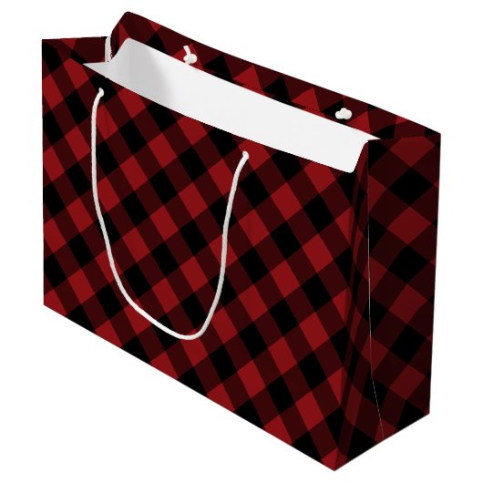 Black Red Buffalo Pset Check Gift Bag Groot Cadeauzakje (Voorkant Gekanteld)