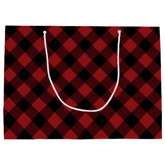 Black Red Buffalo Pset Check Gift Bag Groot Cadeauzakje (Achterkant)