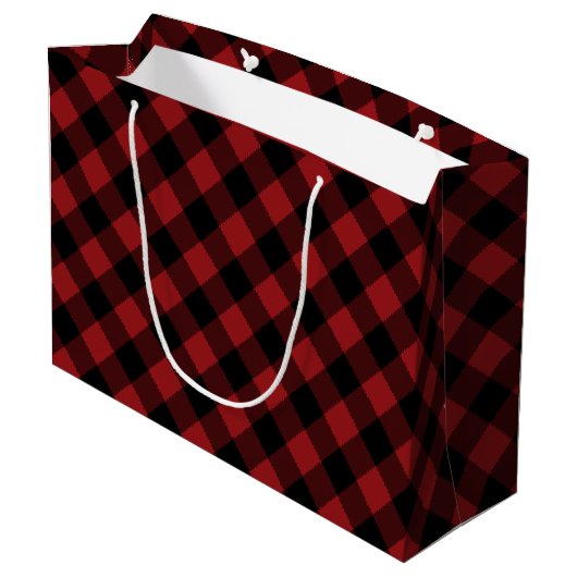 Black Red Buffalo Pset Check Gift Bag Groot Cadeauzakje (Achterkant Gekanteld)