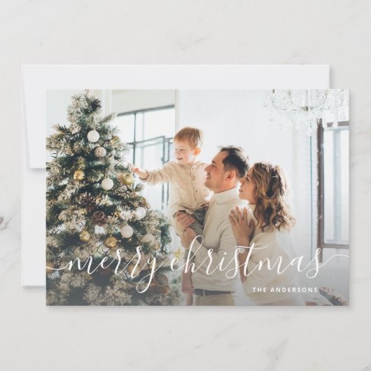 Black Red Buffalo Pset Photo Merry Kerstry Feestdagenkaart (Voorkant)