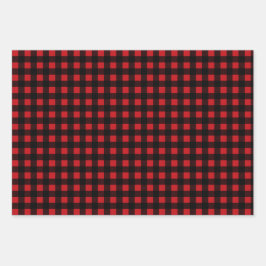 Black Red Buffalo Pset Polka Dot Houndstooth Inpakpapier Vel