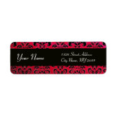 BLACK RED BURGUNDY DAMASK ETIKET (Voorkant)
