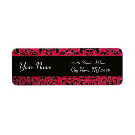 BLACK RED BURGUNDY DAMASK ETIKET