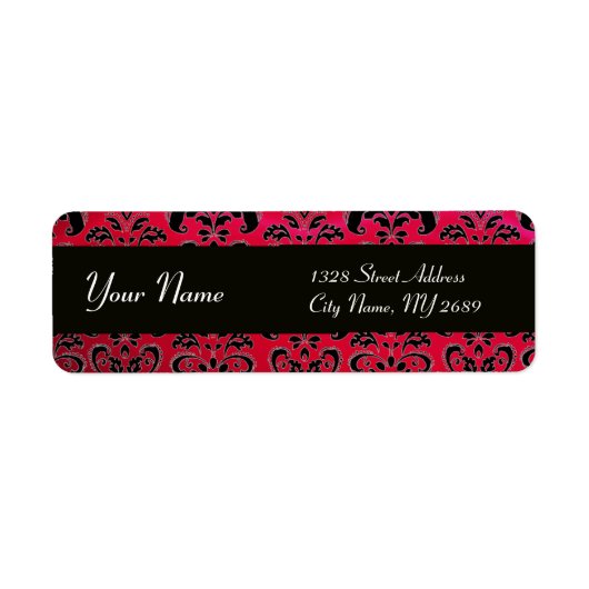 BLACK RED BURGUNDY DAMASK ETIKET (Voorkant)