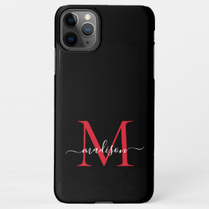 Black Red Burgundy Monogram Feminine Script Name iPhone 11Pro Max Hoesje