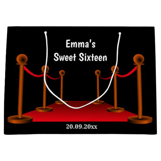 Black Red Carpet Hollywood Sweet 16 Birthday Groot Cadeauzakje (Voorkant)