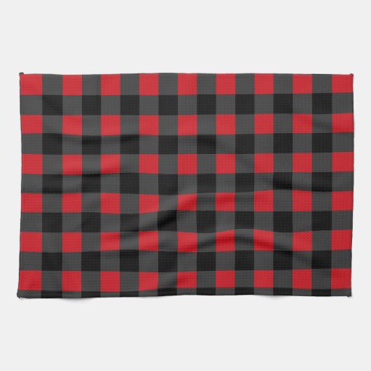 Black Red Check Kitchen Towel -  ontwerp Theedoek (Horizontaal)