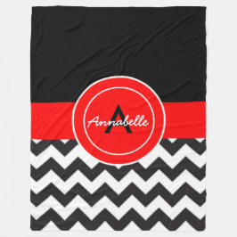 Black Red Chevron Fleece Deken