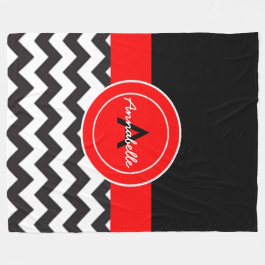 Black Red Chevron Fleece Deken (Voorkant (Horizontaal))