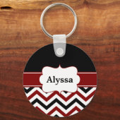 Black Red Chevron, persoonlijk Sleutelhanger (Voorkant)