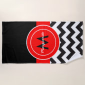 Black Red Chevron Strandlaken (Voorkant)