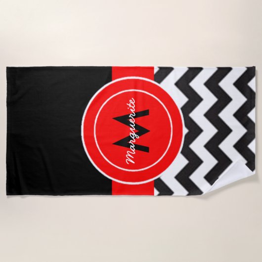 Black Red Chevron Strandlaken (Voorkant)