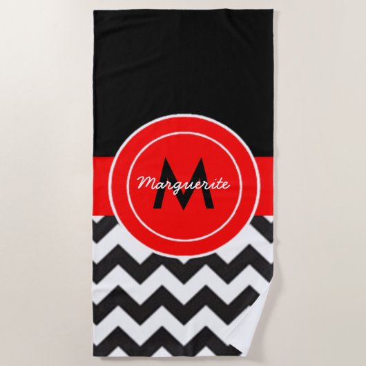 Black Red Chevron Strandlaken (Voorkant)